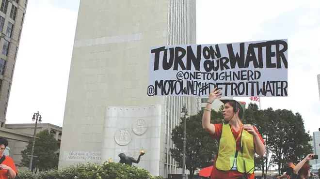 More than 1,000 people took to the streets of downtown Detroit to demonstrate against the city’s ongoing water shutoffs on July 18, 2014. The protest was organized by the National Nurses United.