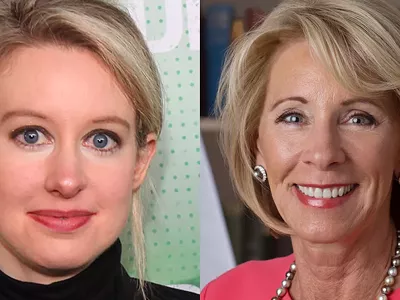 Elizabeth Holmes, left, and Betsy DeVos.