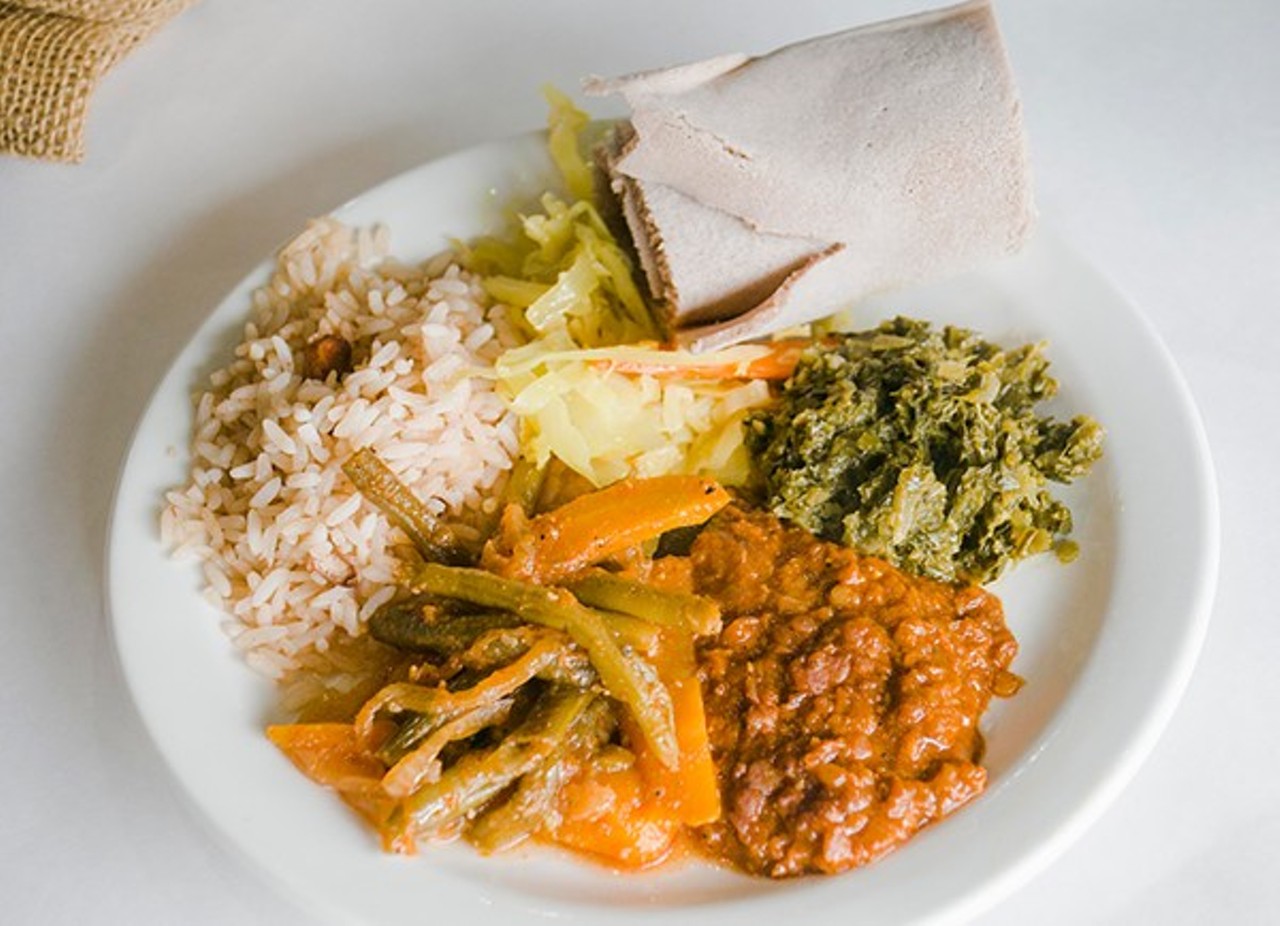 Ethiopia: Taste of Ethiopia 
28639 Northwestern Hwy., Southfield
Just in case there's one reader left who hasn't eaten Ethiopian, it works like this: You use injera, a spongy flatbread made simply from water and the ancient grain teff to scoop up your food &#151; no flatware. 
Photo via Tom Perkins 