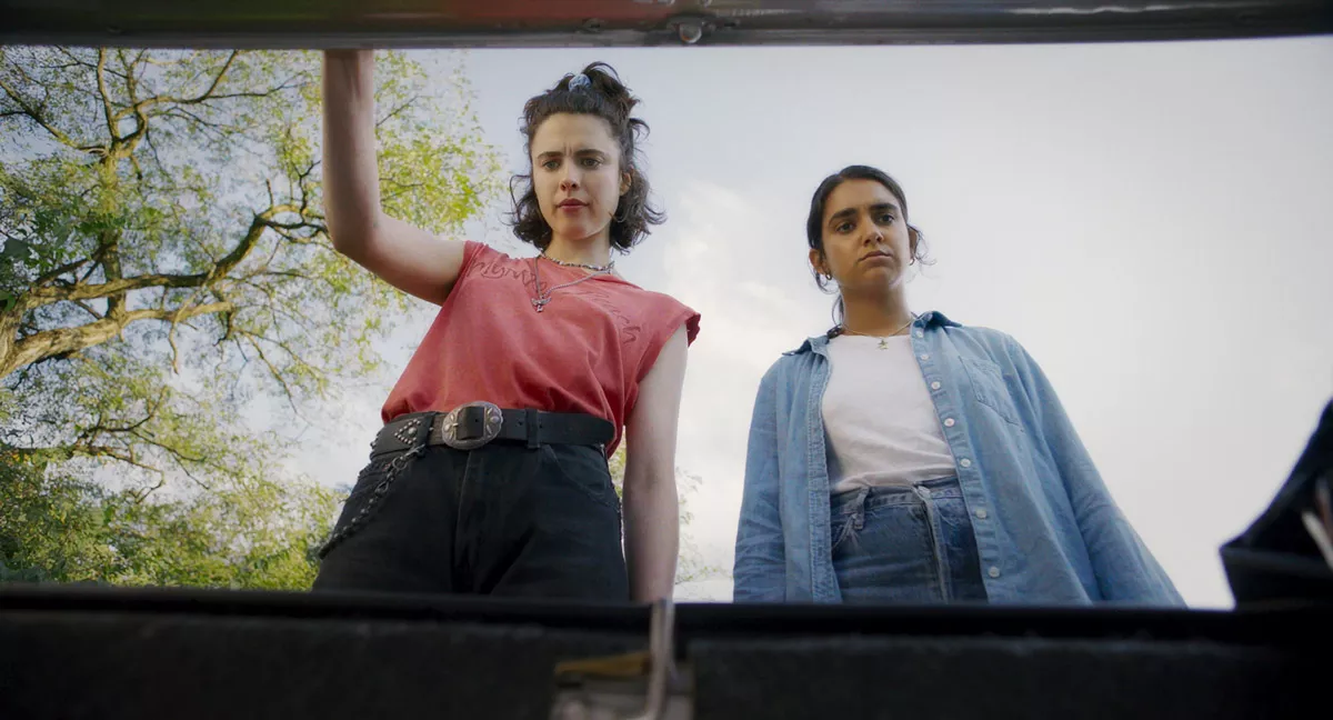 Image: Margaret Qually and Geraldine Viswanathan eye the MacGuffin in the trunk.