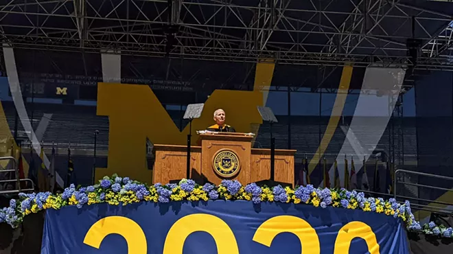 Dr. Anthony Fauci delivers the U-M “comeback” commencement address for 2020 graduates, May 7, 2022.