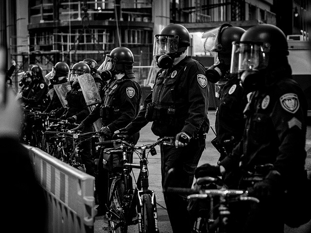 Grand Rapids police during the May 30 protest.