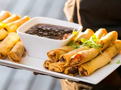 Frame's Chinese New Year menu features vegan spring rolls.