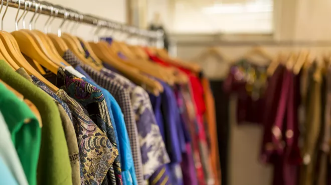 Racks of vintage at the Lowery Estate in Farmington, one of the vintage sellers to be featured at this weekend's Ferndale Vintage Fashion Market.