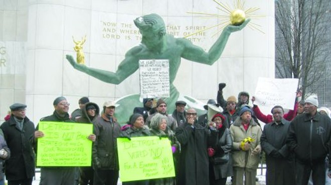 Protesters send a message Monday to Detroit’s new boss.