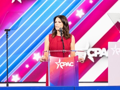 Michigan Republican candidate for governor Tudor Dixon speaking at the Conservative Political Action Conference in Texas.