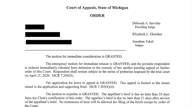 The court order granting Grace’s immediate release.