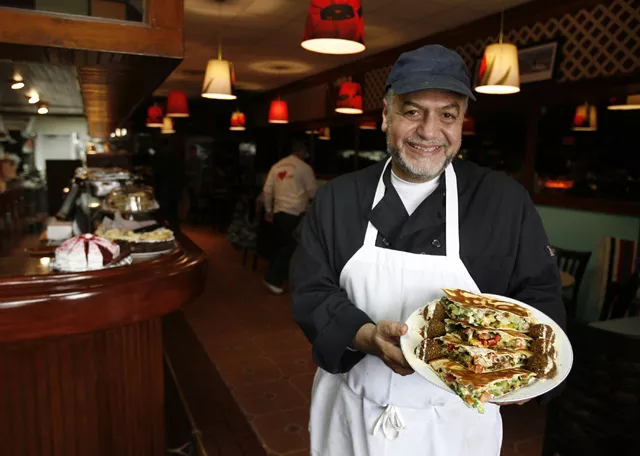 Harmonie Garden owner Taher Jaber shows off his Arabi Falafel. - MT photo: Rob Widdis