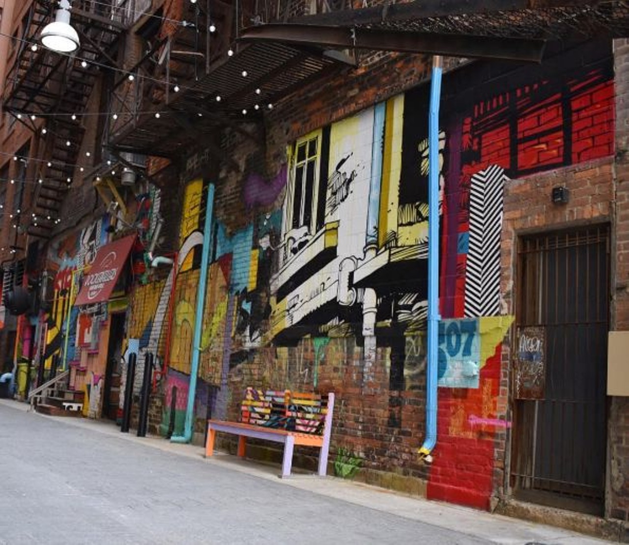 The Belt &#151; The Belt is an alley in Downtown Detroit adorned in street art from several artists. For no costs you can admire work from several artists with your special someone.
