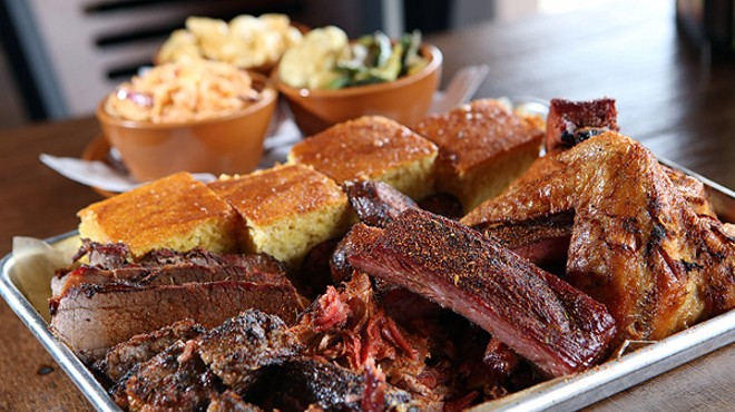 The 6 Pack, with brisket, chicken, pulled pork, zekewurst, ribs, burnt ends and cornbread, from Zeke’s Rock ‘n’ Roll BBQ in Ferndale.
