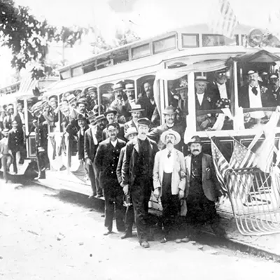 The electrified streetcar was already a feature of Detroit life in the late 19th century, as this publicity photo illustrates.