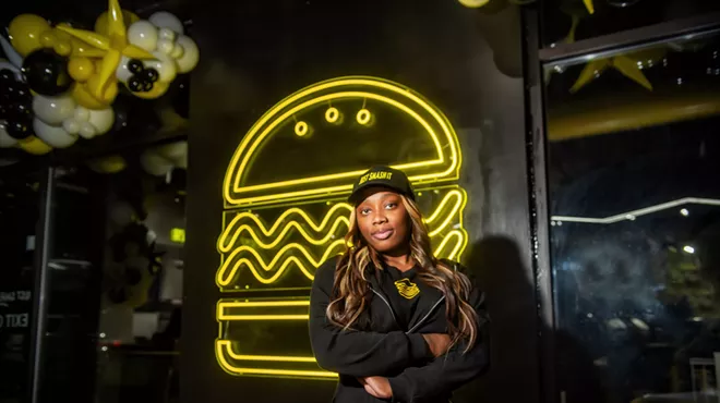 Instant smash: Matashia Dykes at her new Just Smash It burger restaurant on Eight Mile.