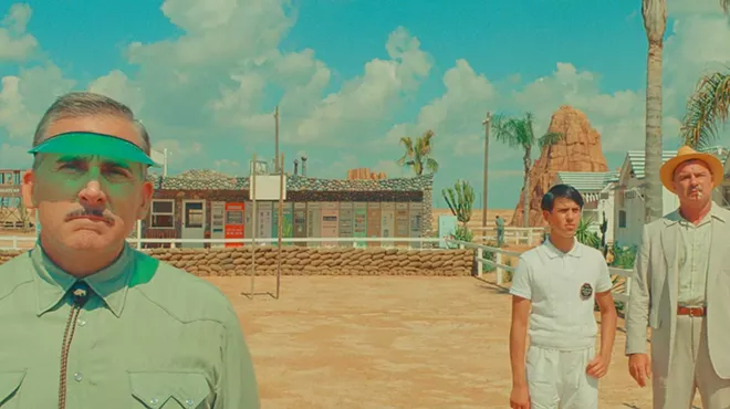 The star-studded cast includes, from left, Steve Carell, Aristou Meehan, and Liev Schreiber.