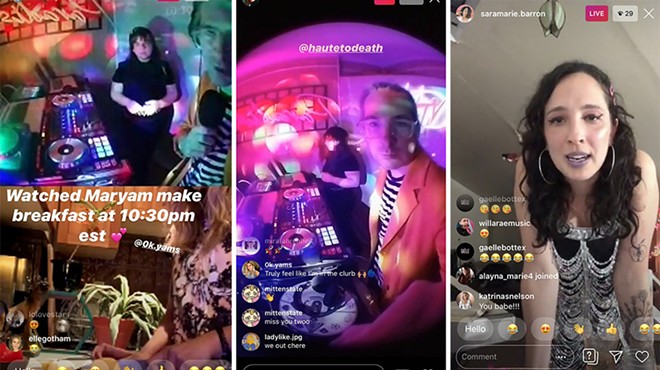 Stream on: Local musicians have turned to livestreaming to keep the party going during the coronavirus, including DJs Haute to Death (left and center) and Sara Barron (right).