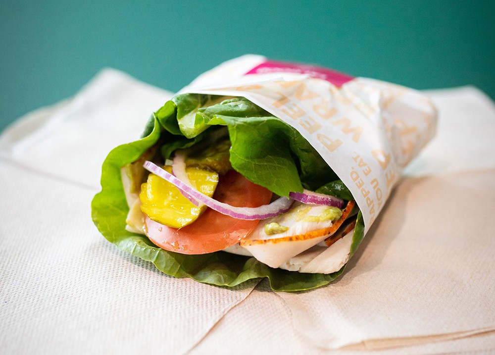 At Detroit’s Breadless, sandwiches come wrapped in leafy greens rather than slices of bread.