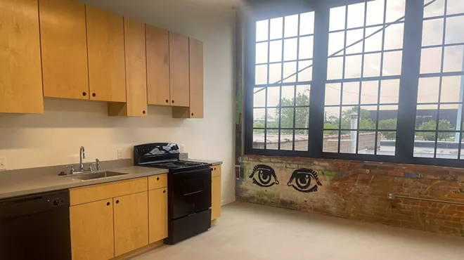 An apartment inside Dreamtroit. “We saved 40 grand by not putting handles on the cabinets,” ​ Matt Naimi says.