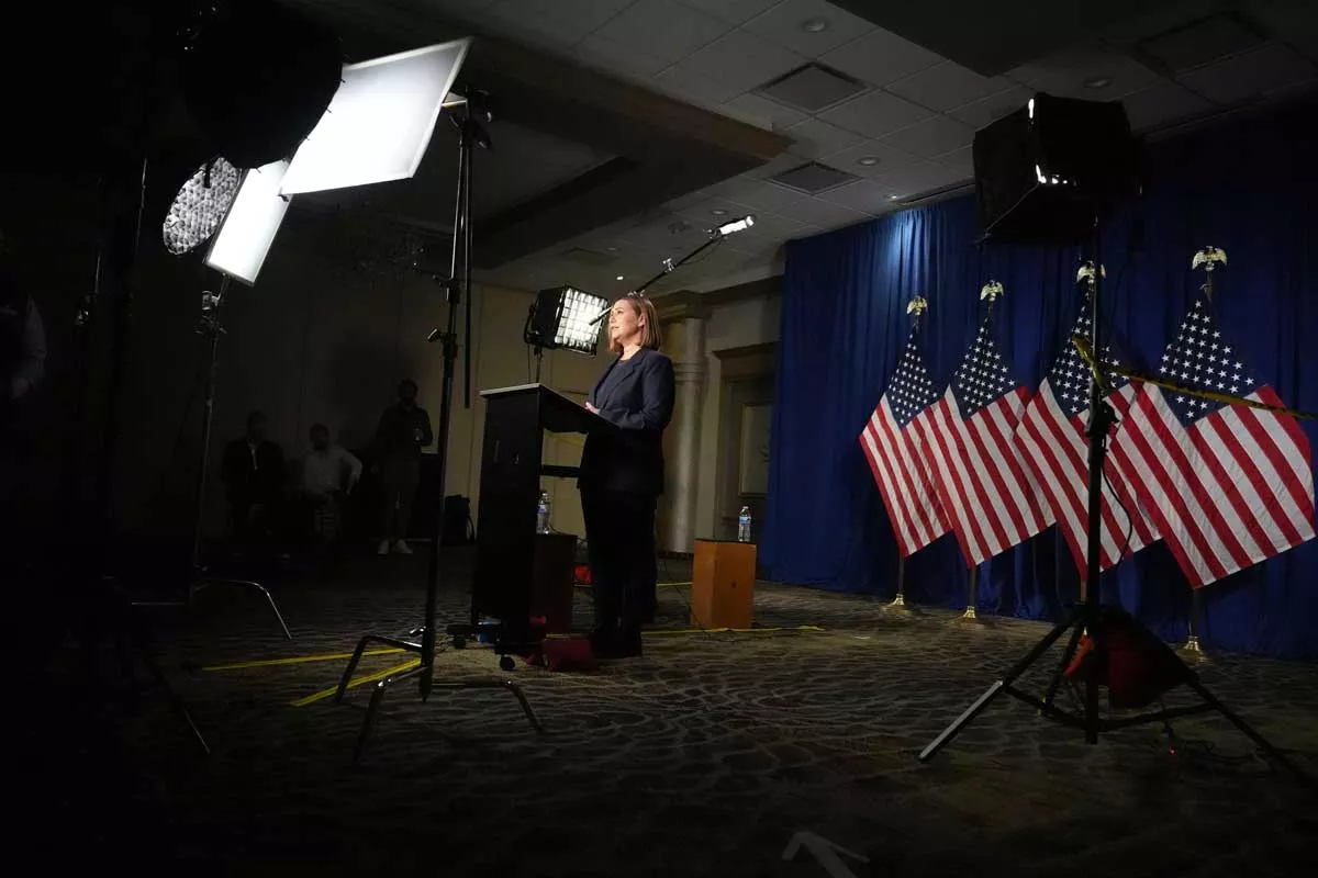 Image: Sen. Elissa Slotkin rehearses the Democratic Party response to President Donald Trump’s address to Congress on Tuesday in Wyandotte.