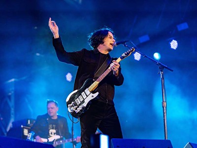 Jack White performs at a concert to celebrate Ford Motor Co.’s rehab of the historic Michigan Central Station.