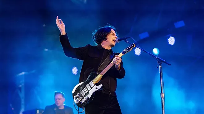 Jack White performs at a concert to celebrate Ford Motor Co.’s rehab of the historic Michigan Central Station.