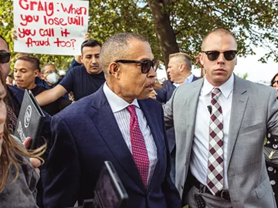 Former Detroit Police Chief James Craig was swarmed by protesters at his campaign launch at Belle Isle.