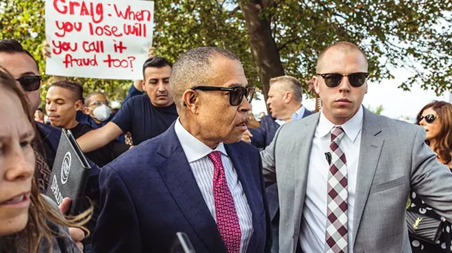 Former Detroit Police Chief James Craig was swarmed by protesters at his campaign launch at Belle Isle.