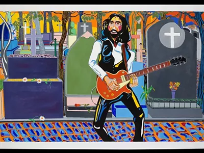 Mr. Climax (Jim McCarty Plays the Blues in Pere-Lachaise Cemetery, Paris). Acrylic on vinyl.
