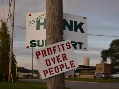 Workers picket outside of the Kellogg cereal plant in Battle Creek, Oct. 19, 2021.