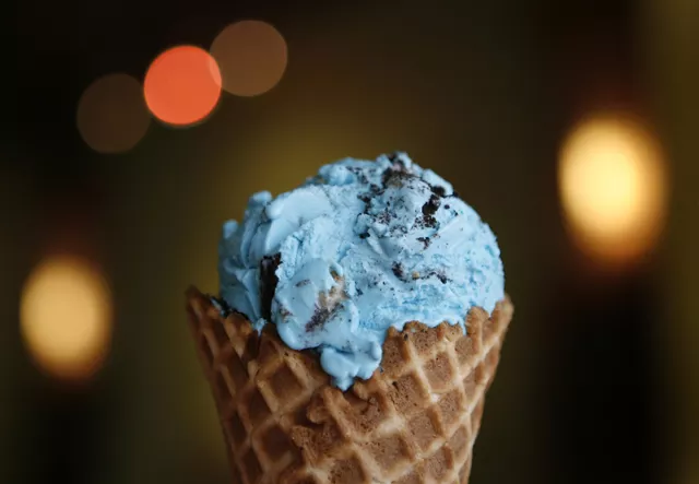 Kooky Monster, which is blue vanilla ice cream, with chocolate chip cookie dough and Oreo cookies, from Treat Dreams in Ferndale. - MT photo: Rob Widdis