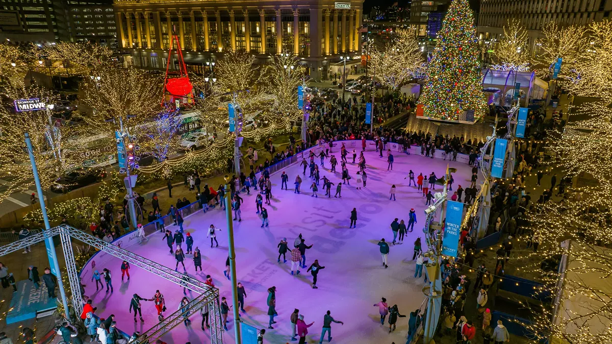 Image: Downtown Detroit is transformed into a winter wonderland.