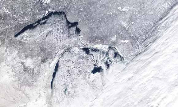 Lake Erie is almost completely frozen over