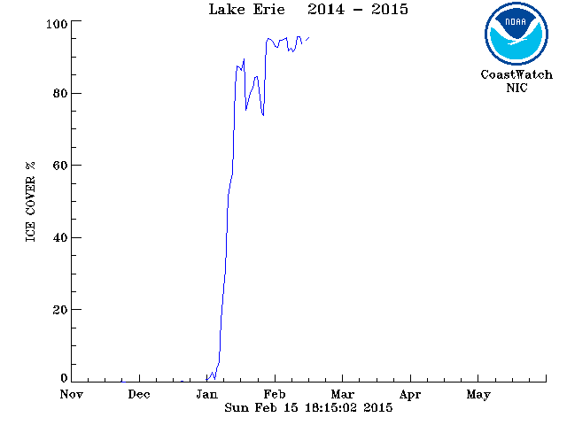 Lake Erie is almost completely frozen over