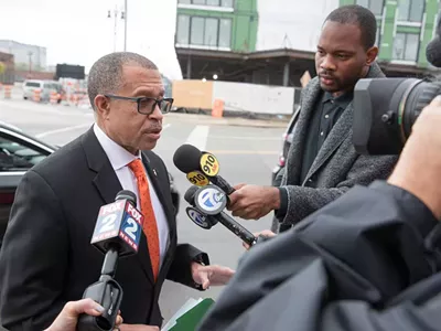 Then-Detroit Police Chief James Craig talks to reporters in 2018.