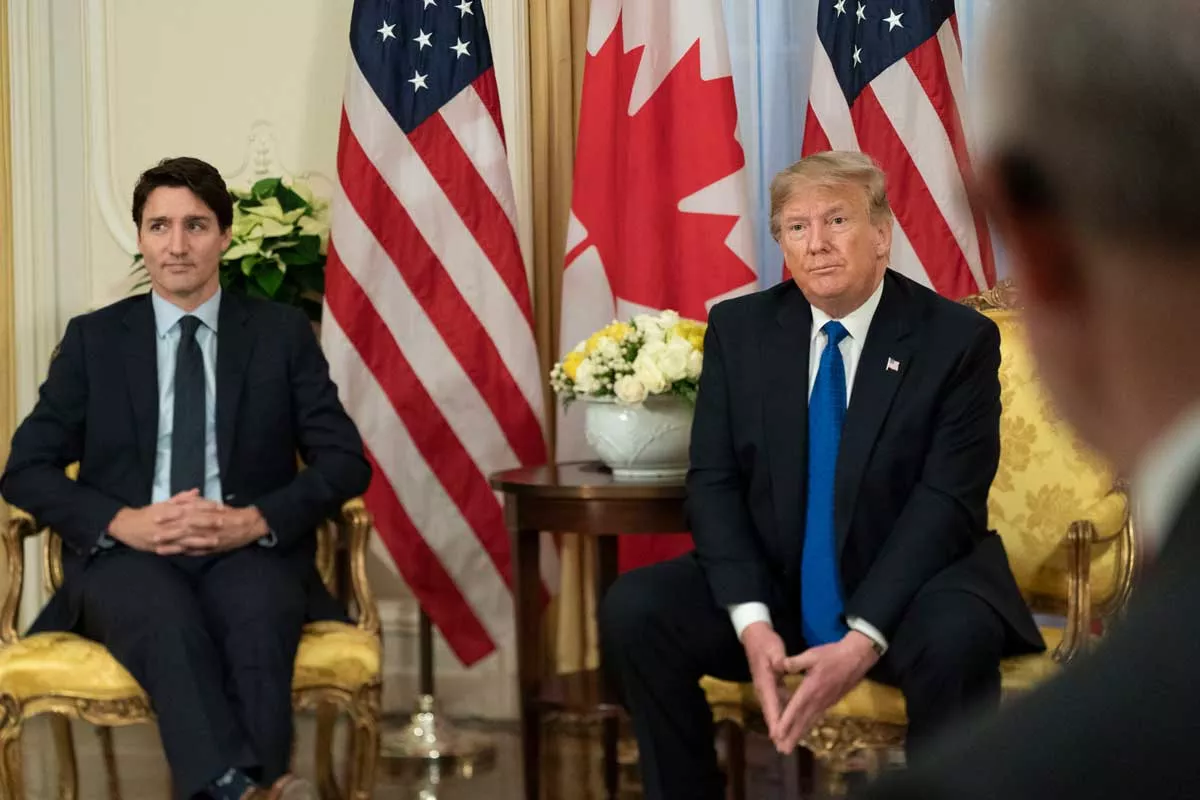Image: President Donald Trump meets with Canadian Prime Minister Justin Trudeau in 2019.