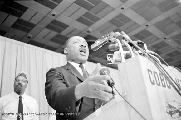 Martin Luther King, Jr. speaking at Cobo Hall in June 1963. - Courtesy of Virtual Motor City