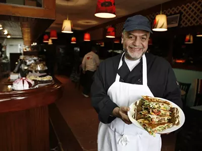 Harmonie Garden owner Taher Jaber shows off his Arabi Falafel.