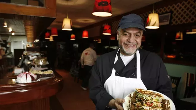 Harmonie Garden owner Taher Jaber shows off his Arabi Falafel.