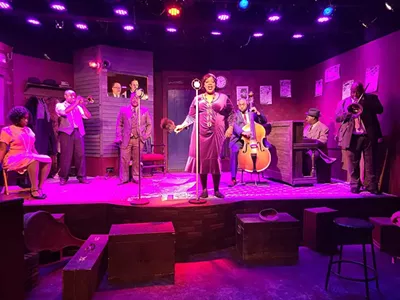 X’ydee Alexander, Evan Lewis Smith, Jeff Nahan, James Herriotte, Matt Hollerbach, Melanie Jones, Will Bryson, T. Pharoah Muhammad, and Antoine McKay in Ma Rainey’s Black Bottom.