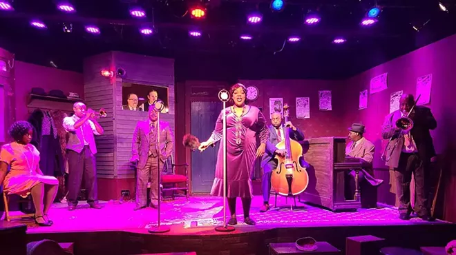 X’ydee Alexander, Evan Lewis Smith, Jeff Nahan, James Herriotte, Matt Hollerbach, Melanie Jones, Will Bryson, T. Pharoah Muhammad, and Antoine McKay in Ma Rainey’s Black Bottom.