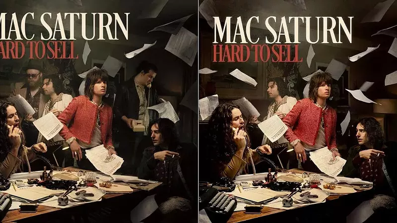 Mac Saturn even Evan Mercer Photoshopped off of the cover of Hard to Sell (along with another former band member, ex-bassist Jive Moses).
