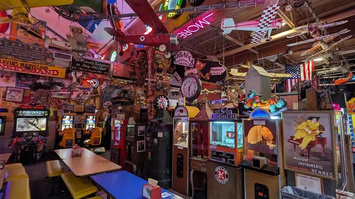 Image: Marvin’s Marvelous Mechanical Museum is jam-packed with vintage arcade games and other curios.