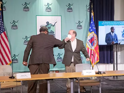 Detroit Councilman James Tate, left, and Mayor Mike Duggan.