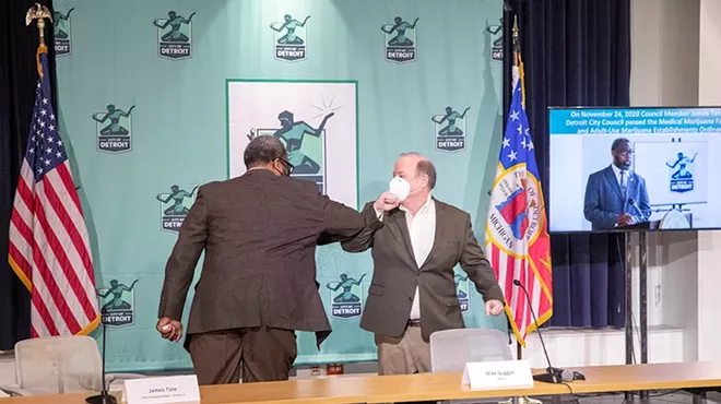 Detroit Councilman James Tate, left, and Mayor Mike Duggan.