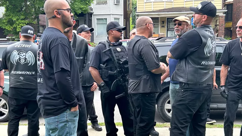 A mob of bikers attacked an anti-Trump protester at Clark Park in Detroit on Saturday, but police made no arrests.