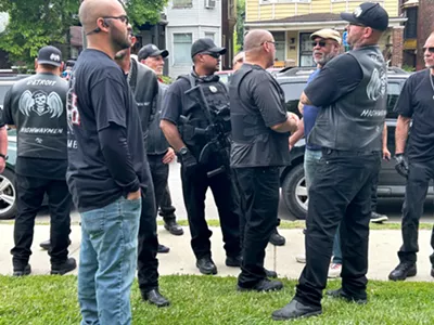 A mob of bikers attacked an anti-Trump protester at Clark Park in Detroit on Saturday, but police made no arrests.