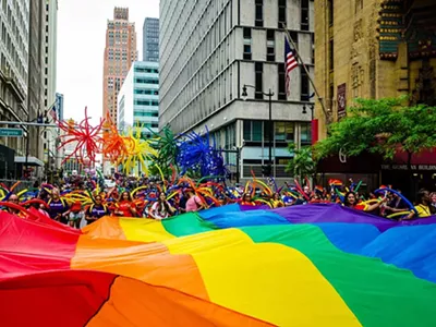 The Motor City Pride Parade marches in downtown Detroit on Sunday, June 8.