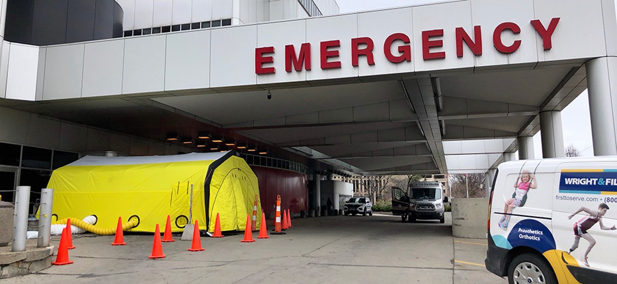 A testing tent at Detroit Medical Center.