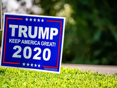 President Donald Trump 2020 election yard sign.