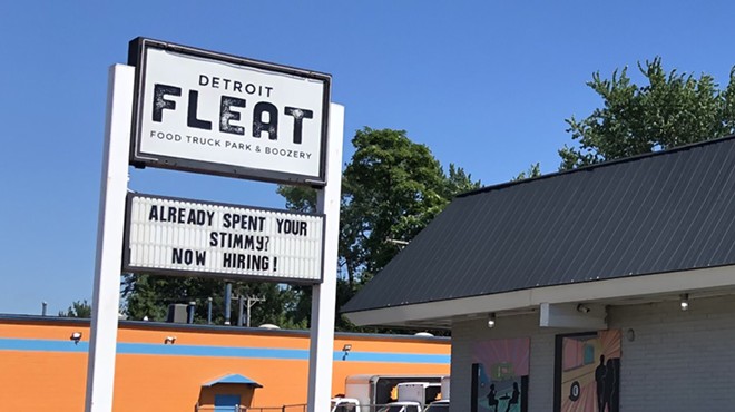 A Ferndale restaurant's sign blames Michigan's unemployment on the "stimmy" federal pandemic relief checks.