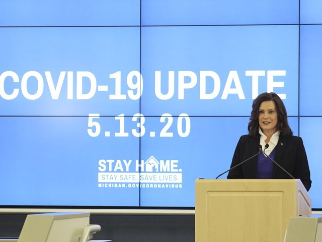 Gov. Gretchen Whitmer at a news conference Wednesday.