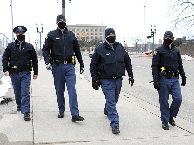 Michigan State Police on patrol in Lansing in 2021.